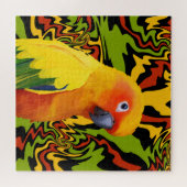 Levendige kleurrijke Sun Conure Parrot Legpuzzel (Horizontaal)