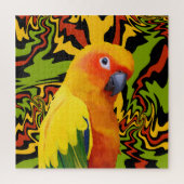 Levendige kleurrijke Sun Conure Parrot Legpuzzel (Verticaal)
