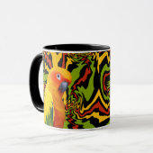 Levendige kleurrijke Sun Conure Parrot Mok (Voorkant links)