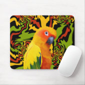 Levendige kleurrijke Sun Conure Parrot Muismat (Met muis)