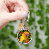 Levendige kleurrijke Sun Conure Parrot Sleutelhanger (Hand)