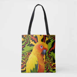 Levendige kleurrijke Sun Conure Parrot Tote Bag