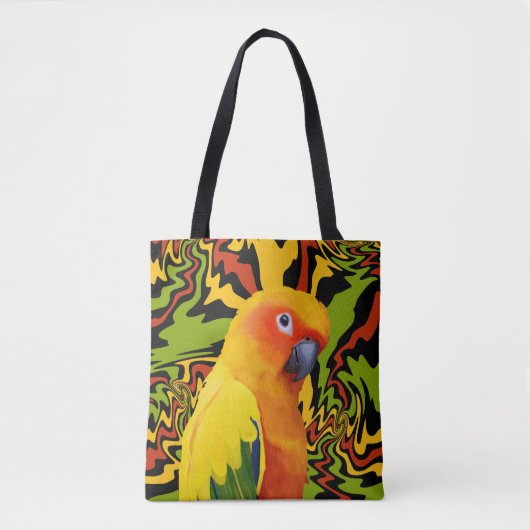Levendige kleurrijke Sun Conure Parrot Tote Bag (Voorkant)