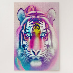 Levendige kleurrijke tijger gezicht gedurfde moder legpuzzel