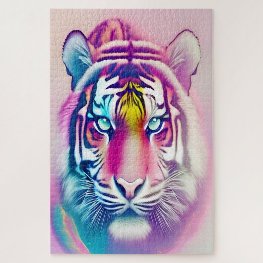 Levendige kleurrijke tijger gezicht gedurfde moder legpuzzel (Verticaal)