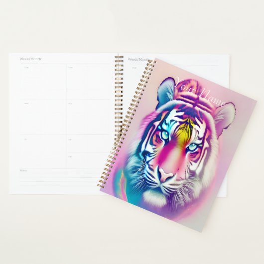 Levendige kleurrijke tijger gezicht gedurfde moder planner (Display)