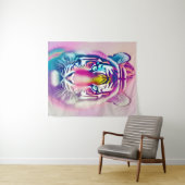 Levendige kleurrijke tijger gezicht gedurfde moder wandkleed (In Situ (horizontaal))