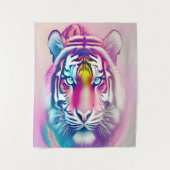 Levendige kleurrijke tijger gezicht gedurfde moder wandkleed (Voorkant)