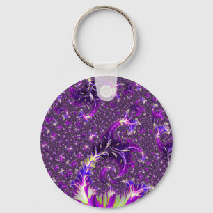 Levendige Kleurrijke Trippy Groovy Boho Spiraal Fr Sleutelhanger