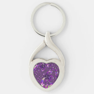 Levendige Kleurrijke Trippy Groovy Boho Spiraal Fr Sleutelhanger