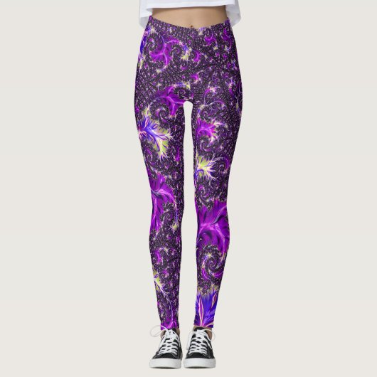 Levendige kleurrijke Trippy Groovy Boho Spiral Fra Leggings (Voorkant)