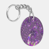 Levendige kleurrijke Trippy Groovy Boho Spiral Fra Sleutelhanger (Voorkant Links)