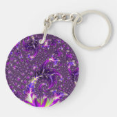Levendige kleurrijke Trippy Groovy Boho Spiral Fra Sleutelhanger (Achterkant)