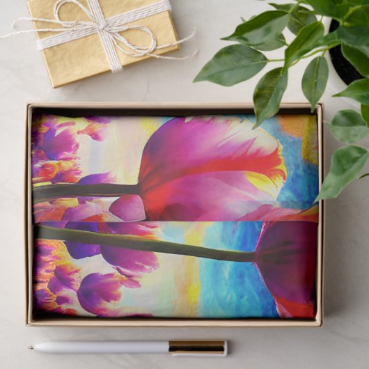 Levendige kleurrijke Tulpen ontkoppelen Tissuepapier (Geschenk)