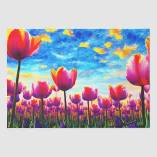 Levendige kleurrijke Tulpen ontkoppelen Tissuepapier