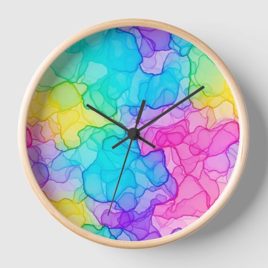 Levendige kleurrijke wandklok - Artistiek Modern D (Voorkant)