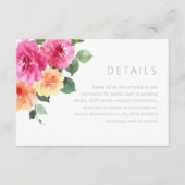 Levendige Kleurrijke Waterverf Bloemen Bruiloft De Informatiekaartje (Voorkant)
