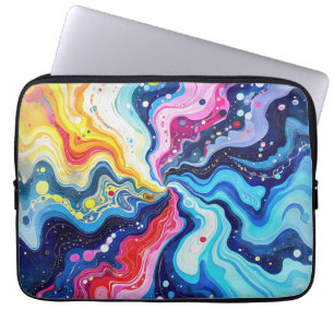 Levendige Kleurrijke Wervelende Abstractie Laptop Sleeve