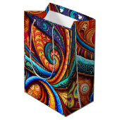 Levendige kleurrijke wervelingen medium cadeauzakje (Achterkant Gekanteld)
