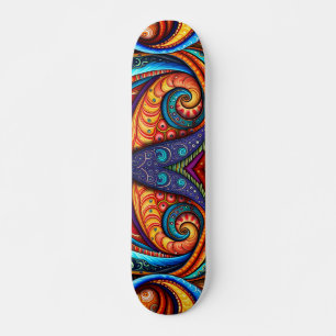 Levendige kleurrijke wervelingen persoonlijk skateboard