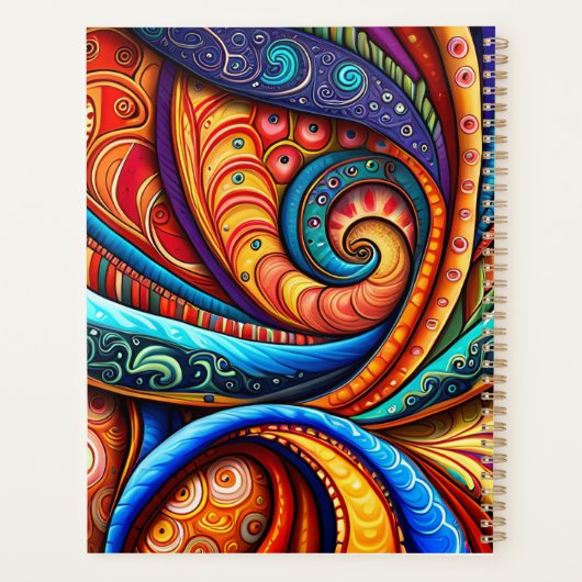 Levendige kleurrijke wervelingen planner (Achterkant)