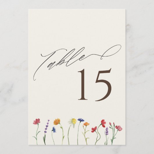 Levendige Kleurrijke Wildflower Bloom Trouwtafel Programmakaart (Voorkant)