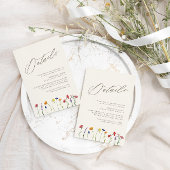 Levendige kleurrijke Wildflower Modern bruiloft De Informatiekaartje