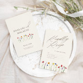 Levendige Kleurrijke Wildflower Modern Wedding RSV Informatiekaartje
