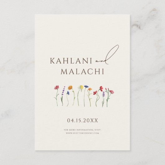Levendige Kleurrijke Wildflower Modern Wedding RSV Informatiekaartje (Achterkant)