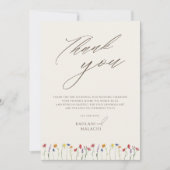 Levendige Kleurrijke Wildflower Moderne Bruiloft Bedankkaart (Voorkant)
