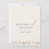 Levendige Kleurrijke Wildflower Moderne Bruiloft Bedankkaart (Achterkant)