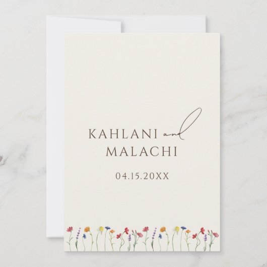 Levendige Kleurrijke Wildflower Moderne Bruiloft Bedankkaart (Achterkant)