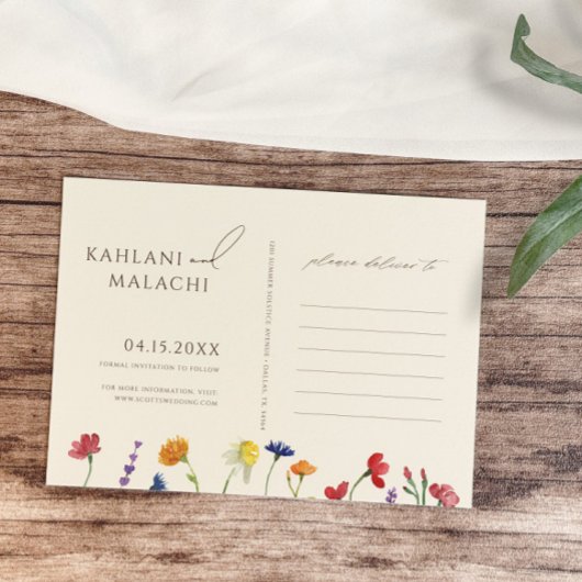 Levendige Kleurrijke Wildflower Moderne Bruiloft Save The Date
