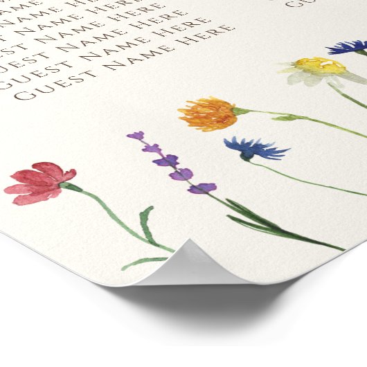 Levendige Kleurrijke Wildflower Moderne Zitgrafiek Poster (Hoek)