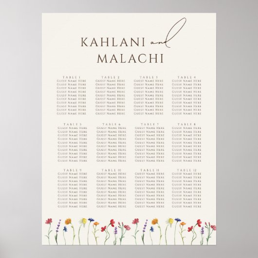 Levendige Kleurrijke Wildflower Moderne Zitgrafiek Poster (Voorkant)