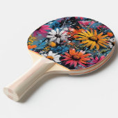 Levendige kleurrijke Wildflower Print Tafeltennisbatje (Voorkant Gekanteld)