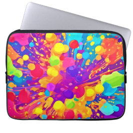 Levendige kleurspatten laptop sleeve