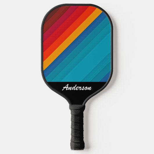 Levendige kleurstrepen personaliseren met naam pickleball paddle (Voorkant)