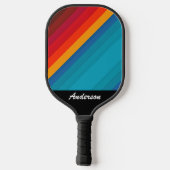 Levendige kleurstrepen personaliseren met naam pickleball paddle (Achterkant)