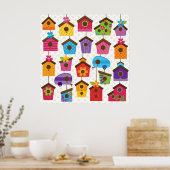Levendige kleurvogelhuizen poster (Keuken)