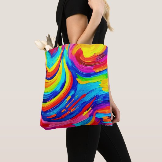 Levendige kleurvortex tote bag (Dichtbij)