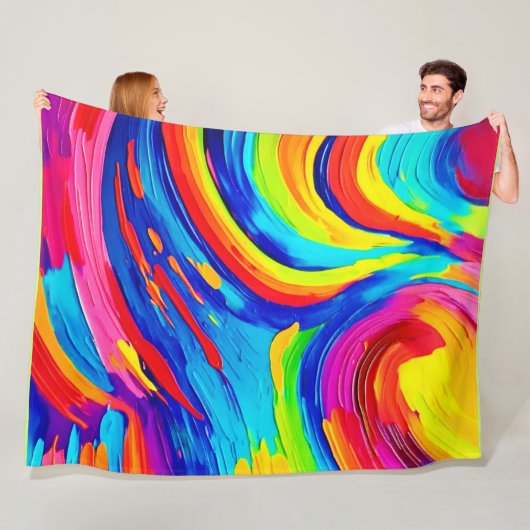 Levendige Kleurwerveling Fleece Deken (In situ)