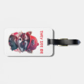 Levendige knipogende wasbeer met bril bagagelabel (Achterkant horizontaal)