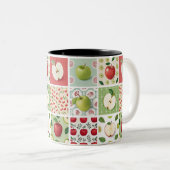 "Levendige koffiebeker met appelthema" Tweekleurige Koffiemok (Voorkant rechts)