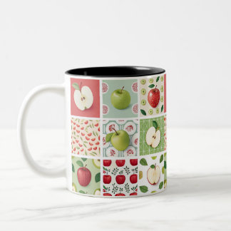 "Levendige koffiebeker met appelthema" Tweekleurige Koffiemok