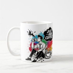 Levendige koffiemomenten, voeg gewoon koffie toe koffiemok