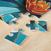 Levendige Koi en mooie bloemen Aquatic Scene Legpuzzel (Zijkant)