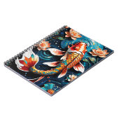 Levendige Koi en mooie bloemen Aquatic Scene Notitieboek (Linkerzijde)