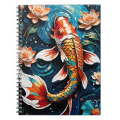 Levendige Koi en mooie bloemen Aquatic Scene Notitieboek (Voorkant)