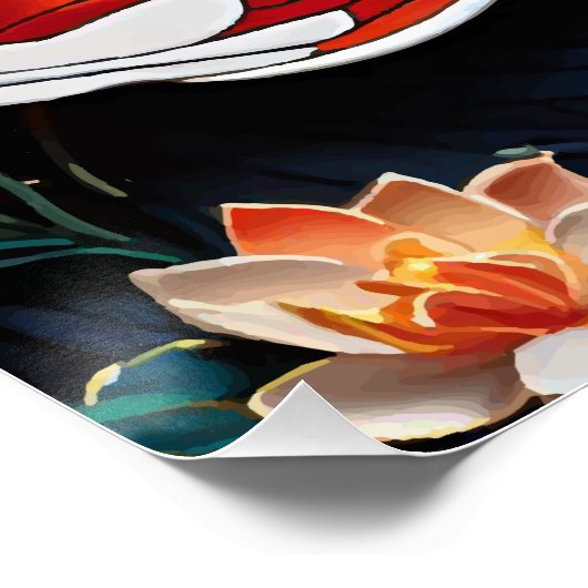 Levendige Koi en mooie bloemen Aquatic Scene Perfect Poster (Hoek)